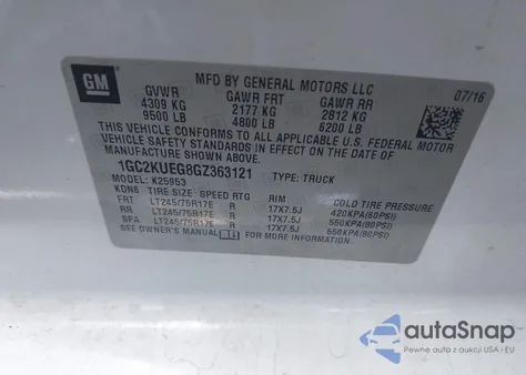 2016 Chevrolet Silverado 2500Hd Wt из США, поврежденный, VIN 1GC2KUEG8GZ363121